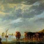 A Herdsman With Five Cows By A River