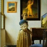 A Young Woman Standing At A Virginal