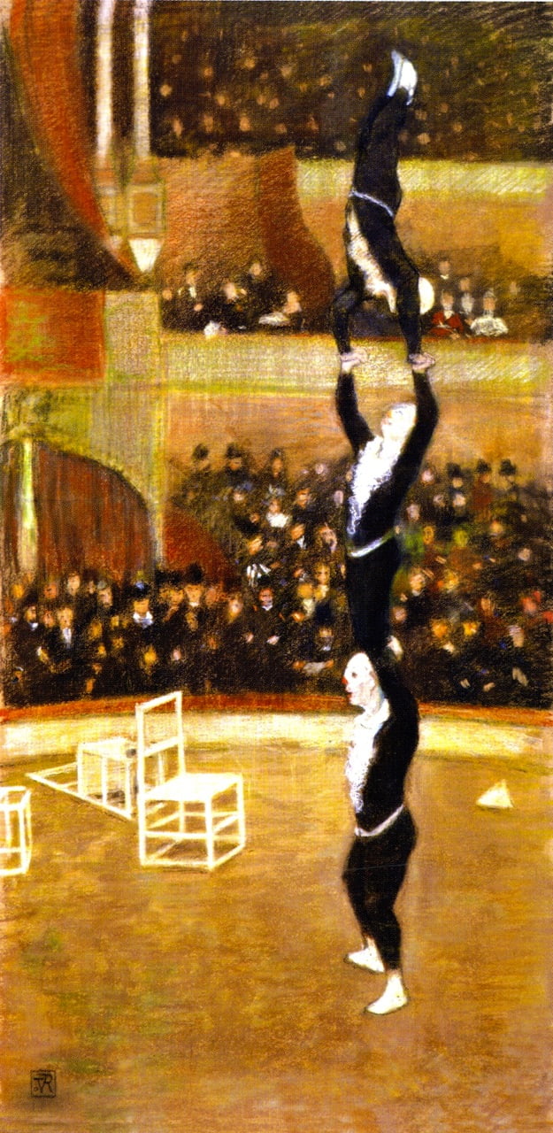 Acrobats-Theo-van-Rysselberghe-Reproductie-Schilderij Acrobats - Afbeelding 1