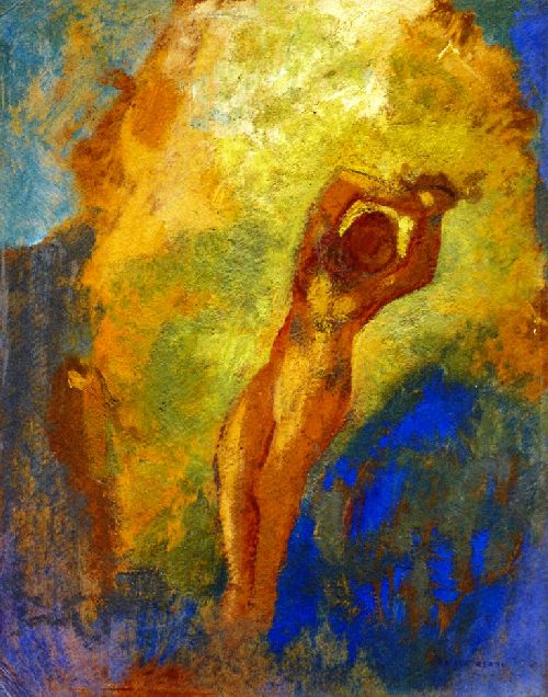 Angelica-on-the-Rock-Odilon-Redon-Reproductie-Schilderij Angelica on the Rock - Afbeelding 1