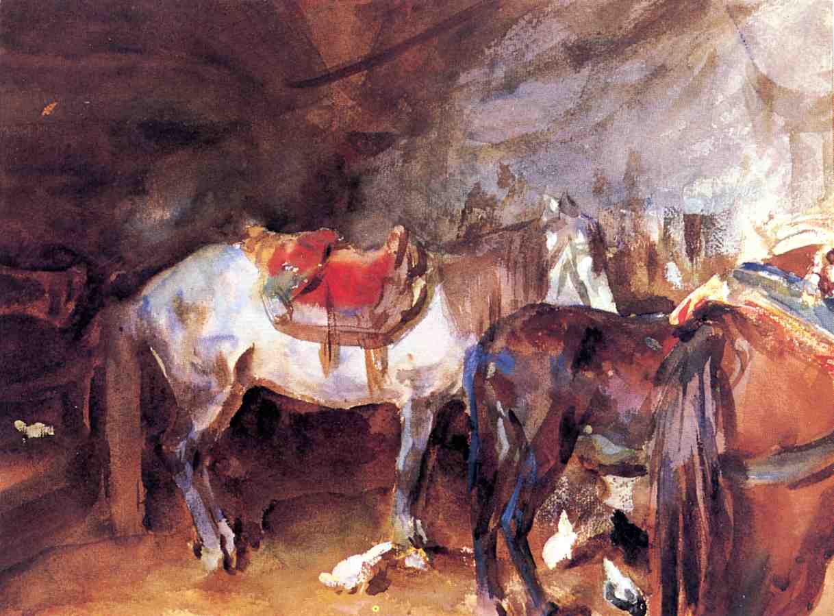 Arab-Stable-John-Singer-Sargent-Reproductie-Schilderij-1 Arab Stable - Afbeelding 1