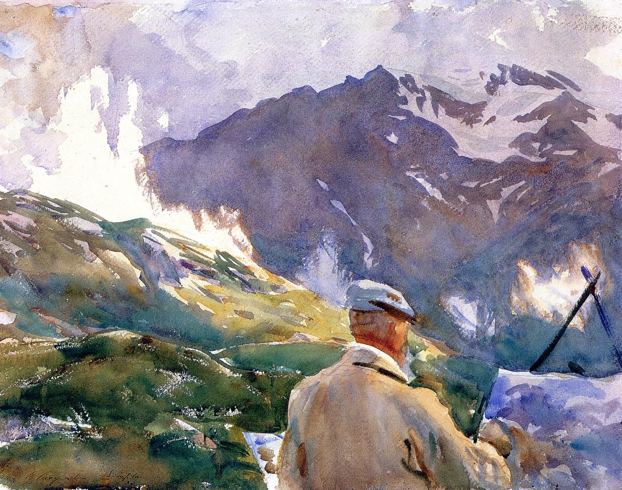 Artist-in-the-Simplon-1909-John-Singer-Sargent-Reproductie-Schilderij-1 Artist in the Simplon - Afbeelding 1