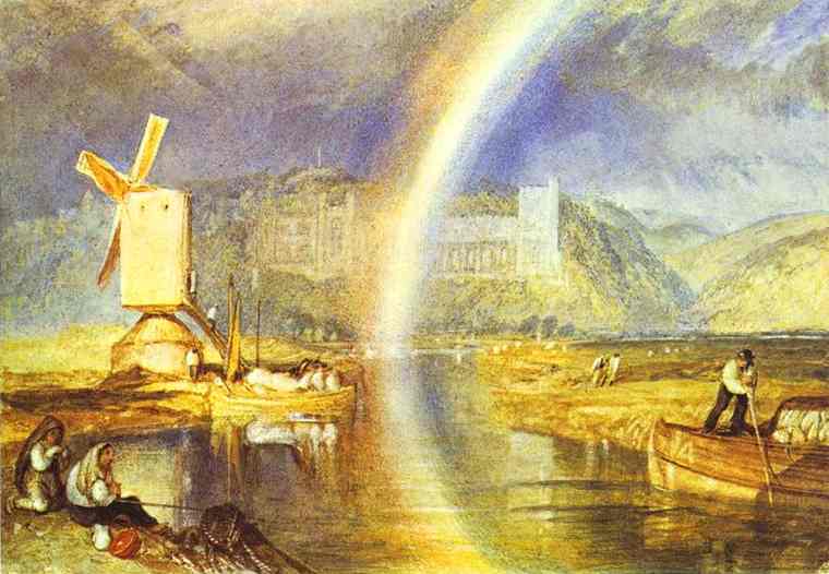 Arundel-Castle-With-Rainbow-1824-Joseph-Mallord-William-Turner-Reproductie-Schilderij-1 Arundel Castle With Rainbow - Afbeelding 1