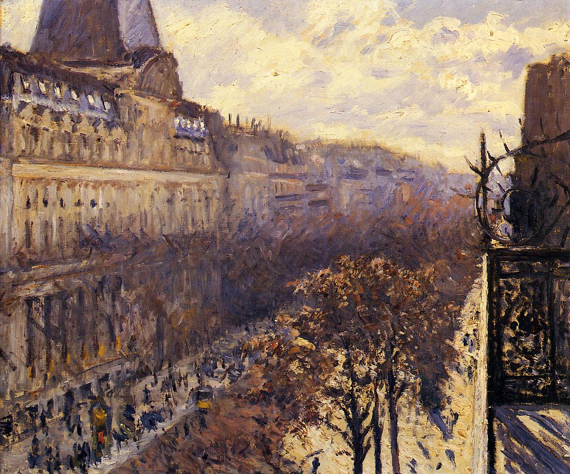 Boulevard-des-Italiens-1880-Gustave-Caillebotte-Reproductie-Schilderij Boulevard des Italiens - Afbeelding 1