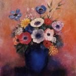 Bouquet of Flowers in a Blue Vase