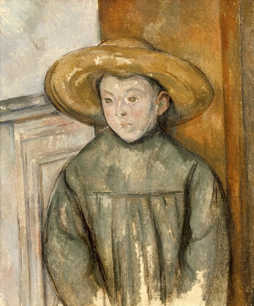 Boy-With-a-Straw-Hat-Paul-Cezanne-Reproductie-Schilderij Boy With a Straw Hat - Afbeelding 1