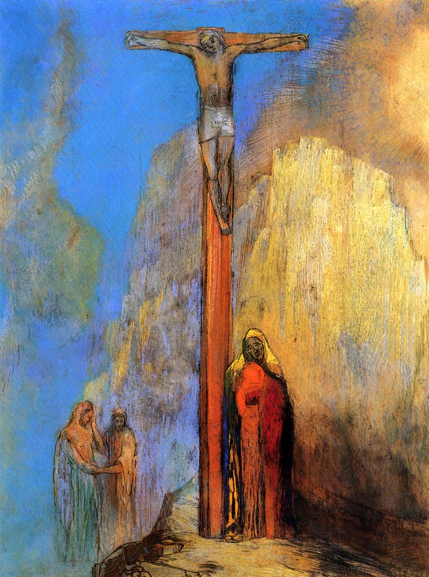 Calvary-Odilon-Redon-Reproductie-Schilderij Calvary - Afbeelding 1