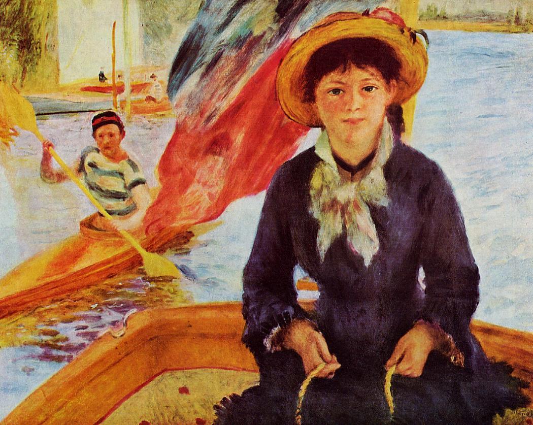 Canoeing-aka-Young-Girl-in-a-Boat-187-Pierre-Auguste-Renoir-Reproductie-Schilderij Canoeing (aka Young Girl in a Boat - Afbeelding 1