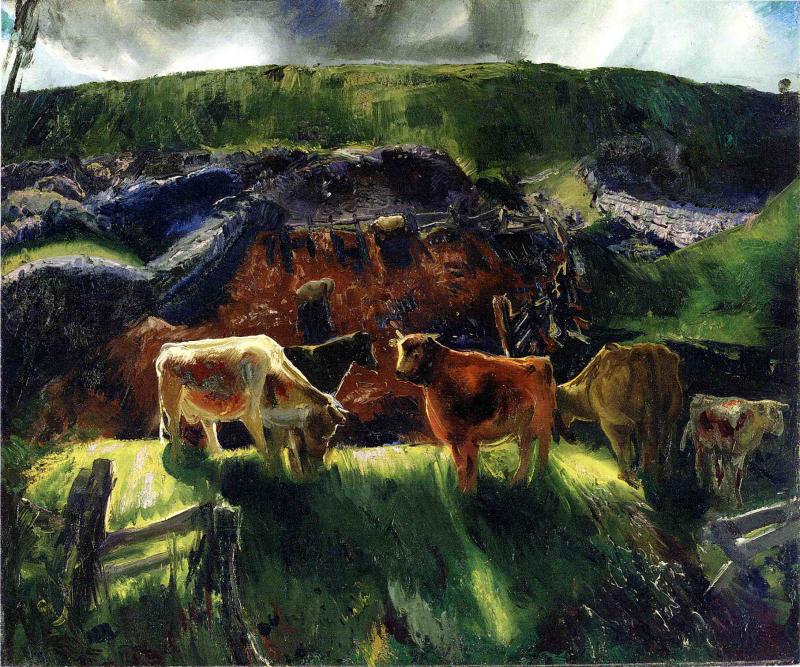 Cattle-and-Pig-Pen-George-Wesley-Bellows-Reproductie-Schilderij Cattle and Pig Pen - Afbeelding 1