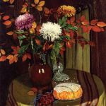 Chrysanthemums and Autumn Foliage