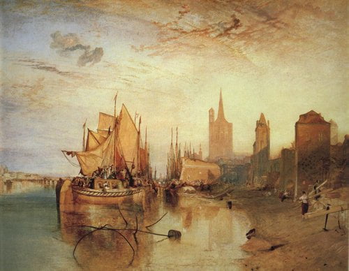 Cologne-The-Arrival-of-a-Packed-Boat-Evening-1826-Joseph-Mallord-William-Turner-Reproductie-Schilderij Cologne The Arrival of a Packed Boat Evening - Afbeelding 1