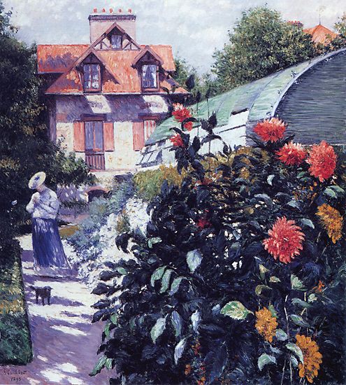 Dahlias-The-Garden-at-Petit-Gennevilliers-1893-Gustave-Caillebotte-Reproductie-Schilderij Dahlias The Garden at Petit Gennevilliers - Afbeelding 1