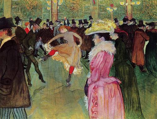 Dance-at-the-Moulin-Rouge-1889-1890-Henri-Toulouse-Lautrec-Reproductie-Schilderij Dance at the Moulin Rouge - Afbeelding 1