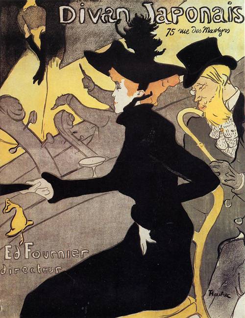 Divan-Japonais-1892-1893-Henri-Toulouse-Lautrec-Reproductie-Schilderij Divan Japonais - Afbeelding 1
