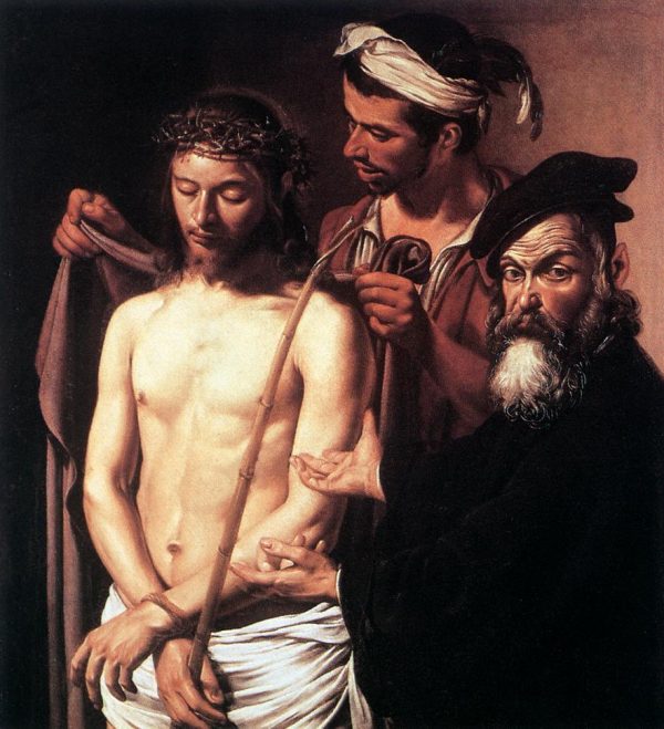 Ecce-Homo-Michelangelo-Merisi-da-Caravaggio-Reproductie-Schilderij-3 Ecce Homo - Afbeelding 1
