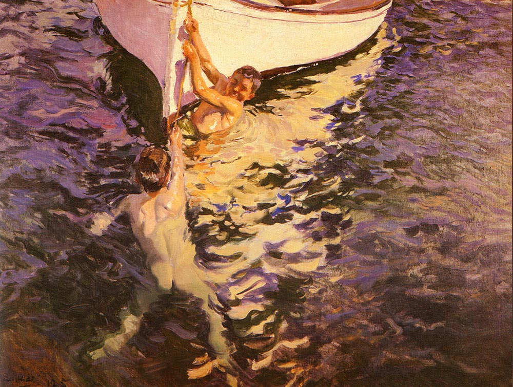 El-Bote-Blanco-Joaquin-Y-Bastida-Sorolla-Reproductie-Schilderij-1 El Bote Blanco - Afbeelding 1
