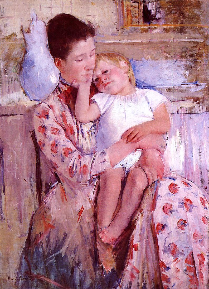 Emmie-and-Her-Child-1889-Mary-Cassatt-Reproductie-Schilderij Emmie and Her Child - Afbeelding 1