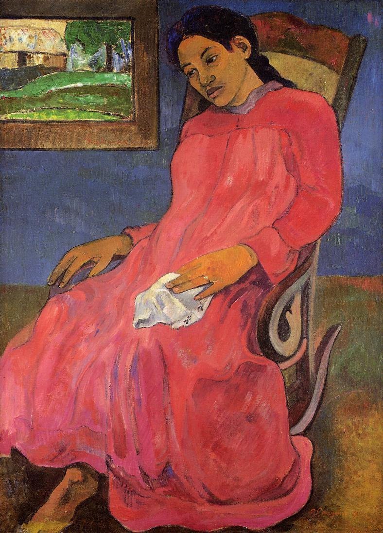 Faaturuma-aka-Melancholy-1891-Paul-Gauguin-Reproductie-Schilderij-1 Faaturuma (aka Melancholy) - Afbeelding 1