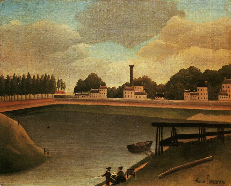 Family-Fishing-1895-Henri-Rousseau-Reproductie-Schilderij Family Fishing - Afbeelding 1