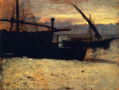 Fishing-Boats-John-Singer-Sargent-Reproductie-Schilderij Fishing Boats - Afbeelding 1