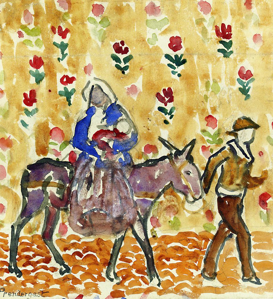 Flight-into-Egypt-Maurice-Prendergast-Reproductie-Schilderij Flight into Egypt - Afbeelding 1