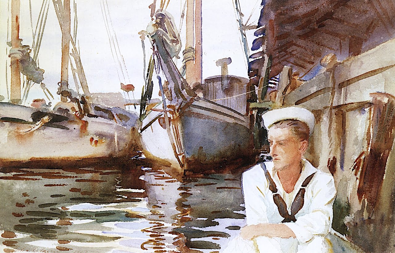Florida-Wharf-and-Boats-John-Singer-Sargent-Reproductie-Schilderij Florida, Wharf and Boats - Afbeelding 1