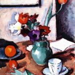 Flowers in a Green Vase