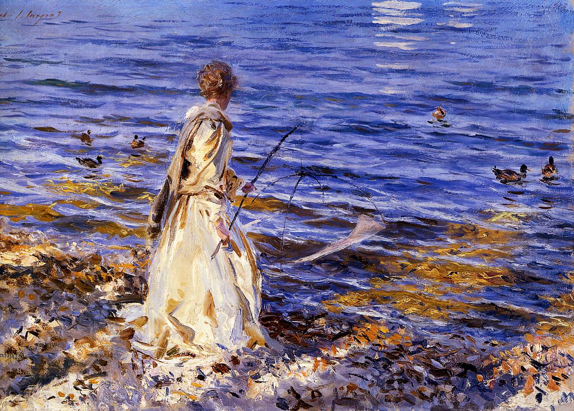 Girl-Fishing-1913-John-Singer-Sargent-Reproductie-Schilderij-3 Girl Fishing - Afbeelding 1