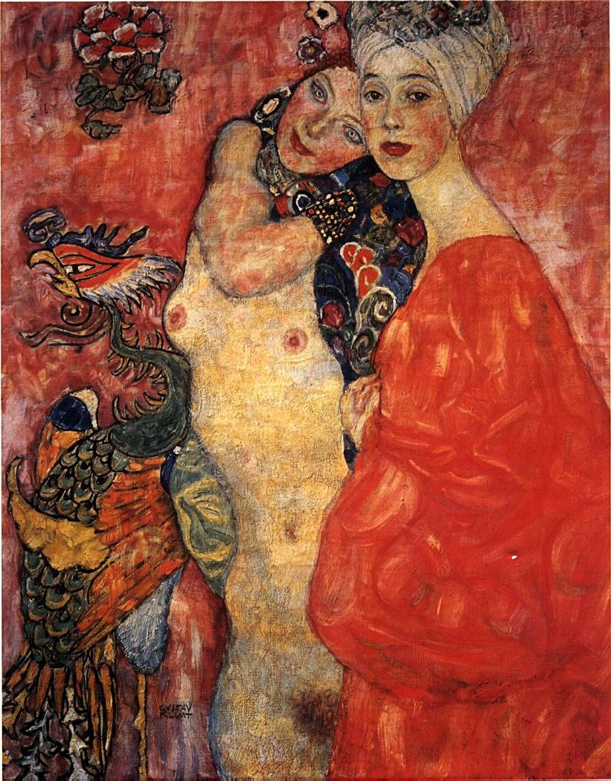 Girl-friends-Gustav-Klimt-Reproductie-Schilderij Girl friends - Afbeelding 1