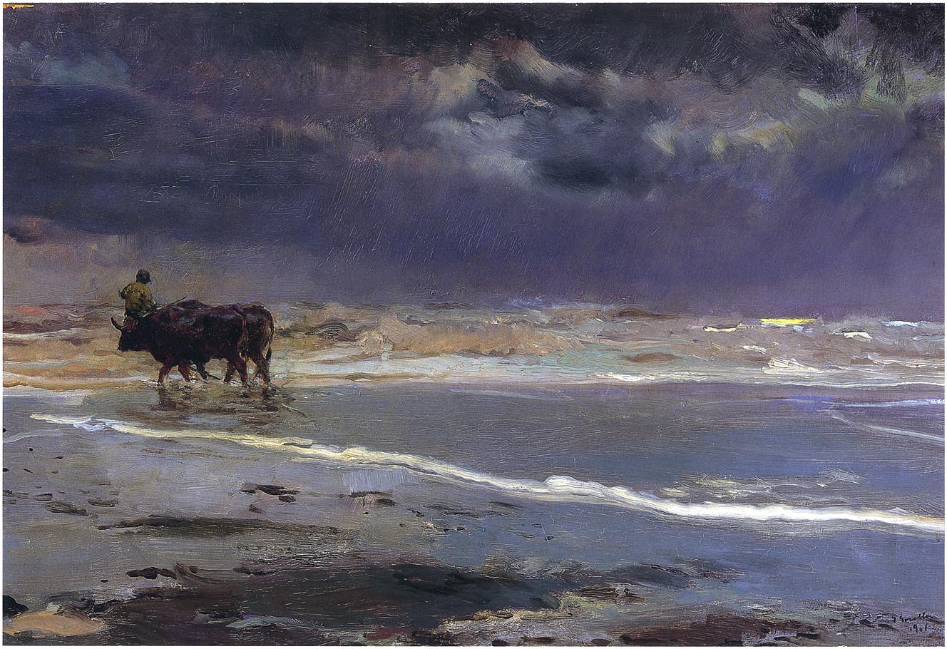 Gray-day-on-Valencia-beach-Joaquin-Sorolla-y-Bastida-Reproductie-Schilderij Gray day on Valencia beach - Afbeelding 1