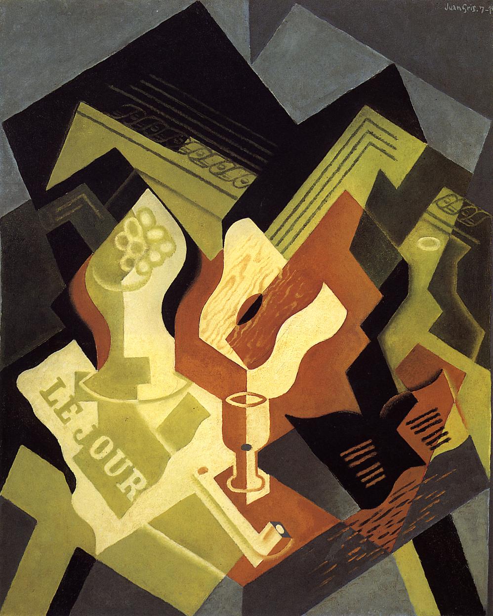 Guitar-and-Fruit-Dish-1919-Juan-Gris-Reproductie-Schilderij Guitar and Fruit Dish - Afbeelding 1