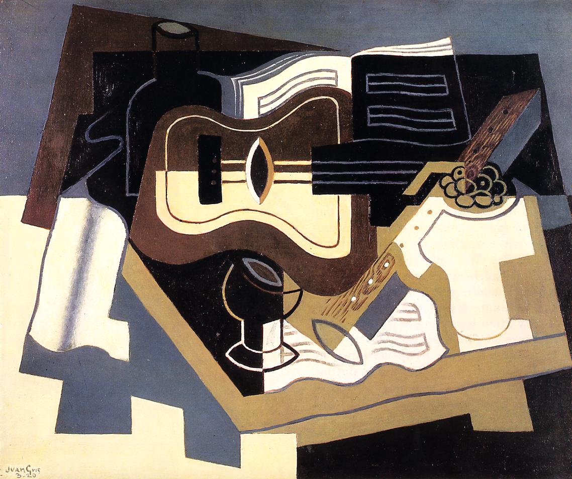 Guitar-with-Clarinet-1920-Juan-Gris-Reproductie-Schilderij Guitar with Clarinet - Afbeelding 1