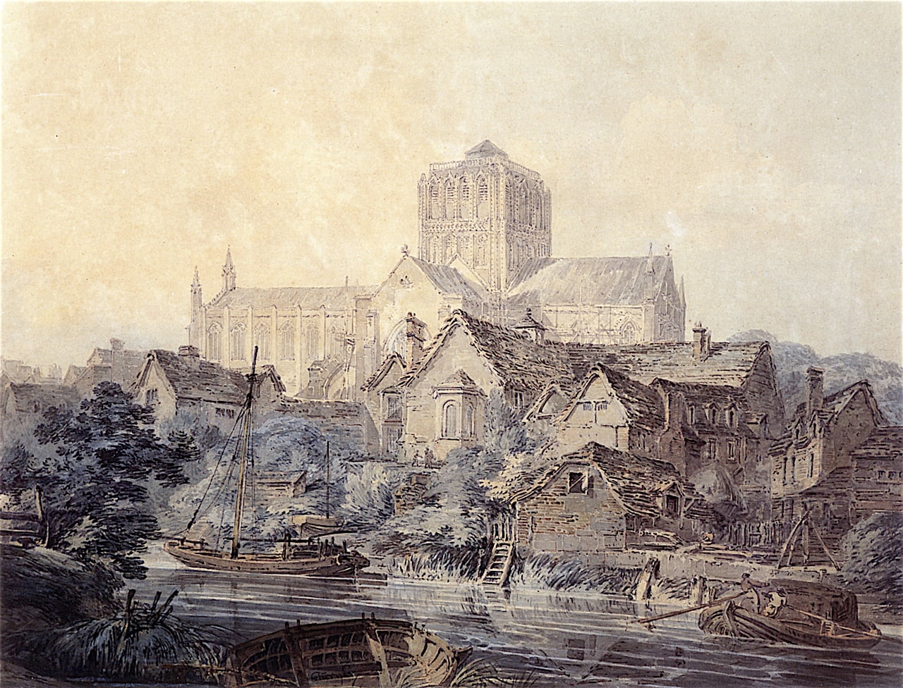 Hereford-Cathedral-Joseph-Mallord-William-Turner-Reproductie-Schilderij Hereford Cathedral - Afbeelding 1