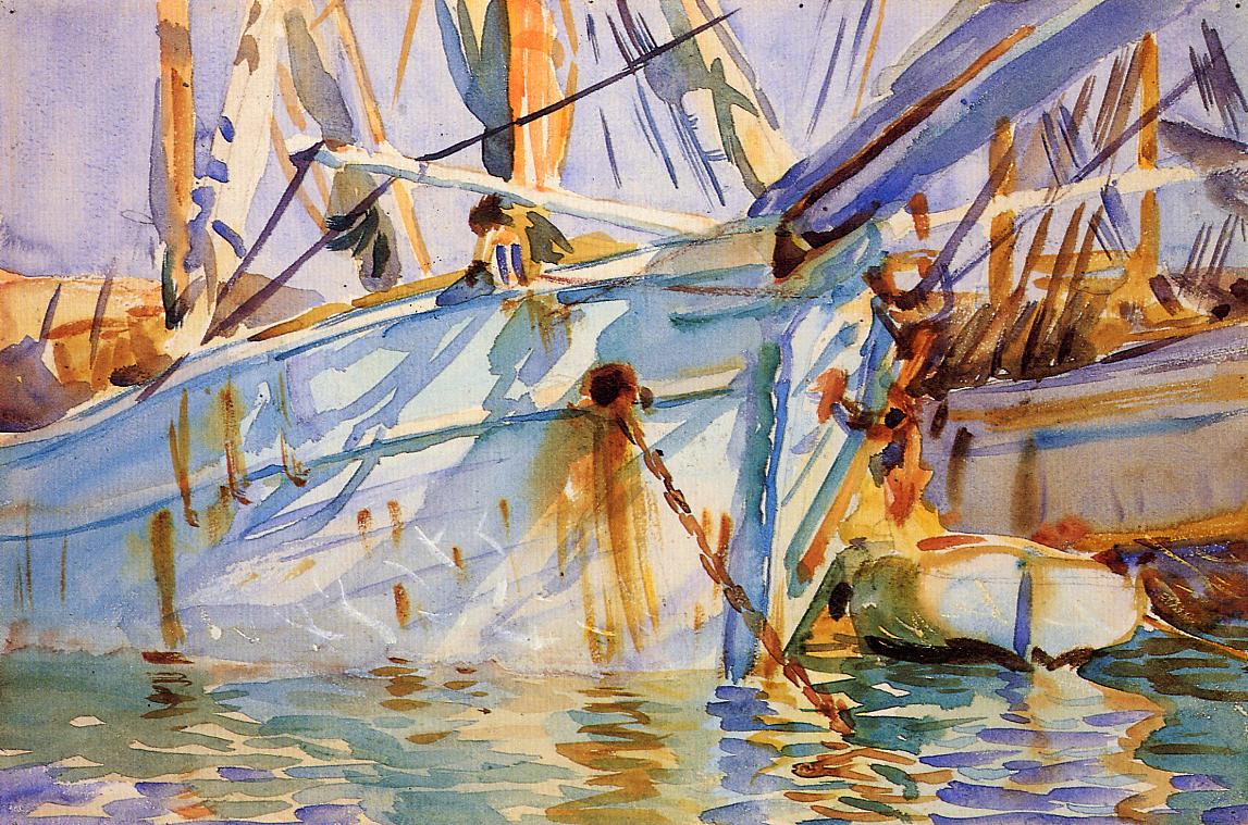 In-a-Levantine-Port-John-Singer-Sargent-Reproductie-Schilderij-1 In a Levantine Port - Afbeelding 1