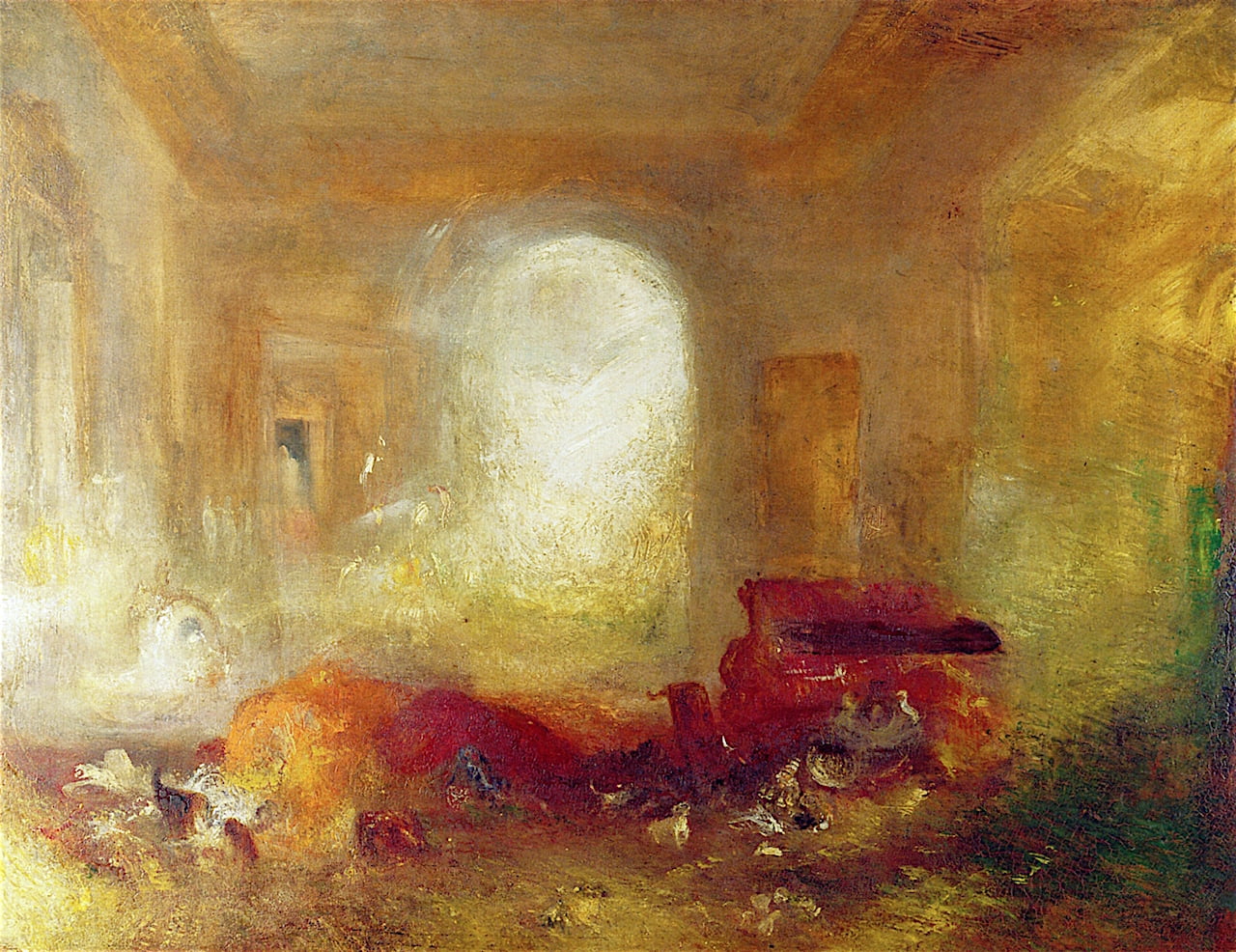 Interior-of-a-Great-House-The-Drawing-Room-East-Cowes-Castle-Joseph-Mallord-William-Turner-Reproductie-Schilderij Interior of a Great House; The Drawing Room, East Cowes Castle - Afbeelding 1