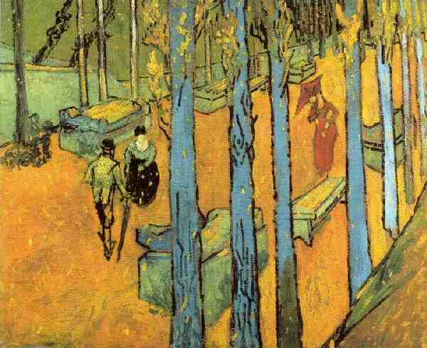 Les-Alyscamps-Falling-Autumn-Leaves-Vincent-Van-Gogh-Reproductie-Schilderij-2 Les Alyscamps Falling Autumn Leaves - Afbeelding 1