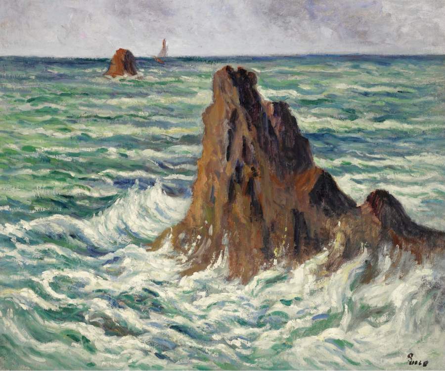 LocquIivy-the-Reefs-1914-15-Maximilien-Luce-Reproductie-Schilderij LocquIivy the Reefs - Afbeelding 1