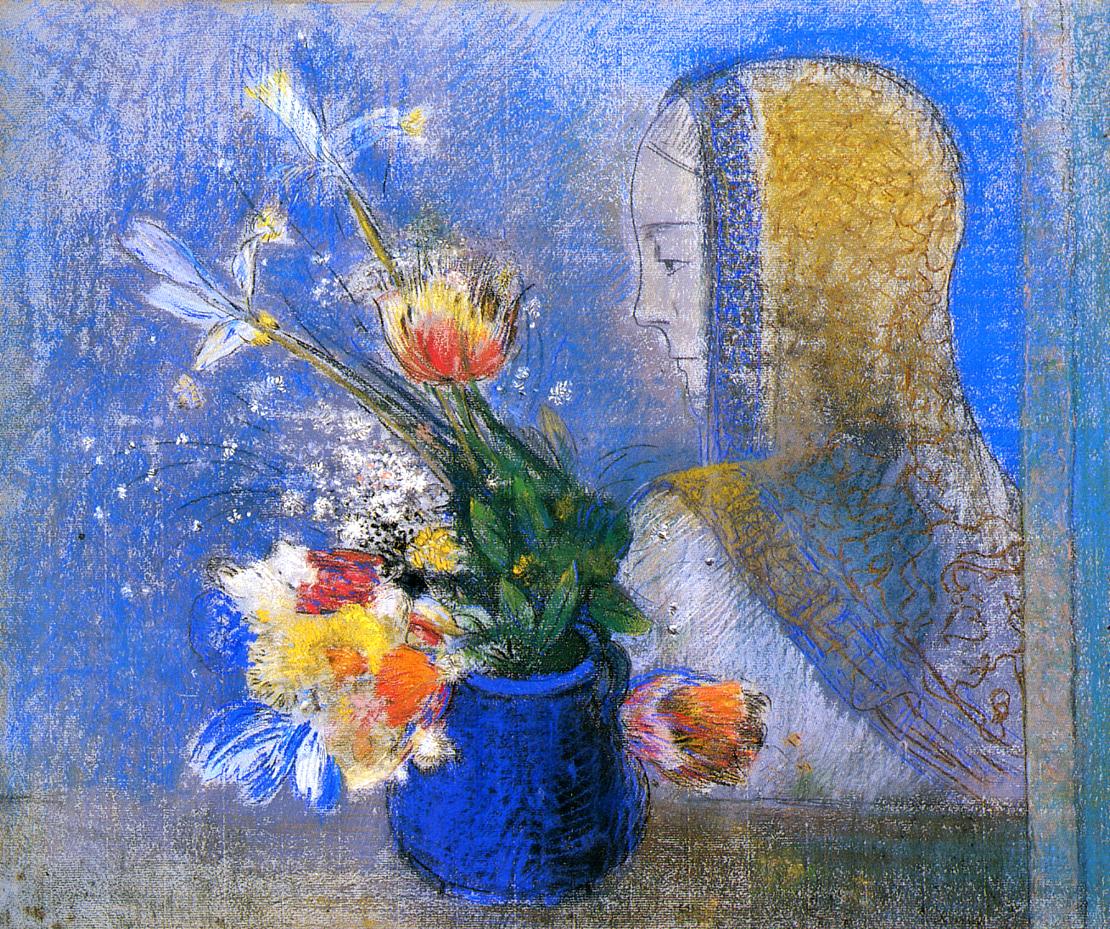 Meditation-Odilon-Redon-Reproductie-Schilderij-1 Meditation - Afbeelding 1