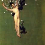 Nude Oriental Youth with Apple Blossom