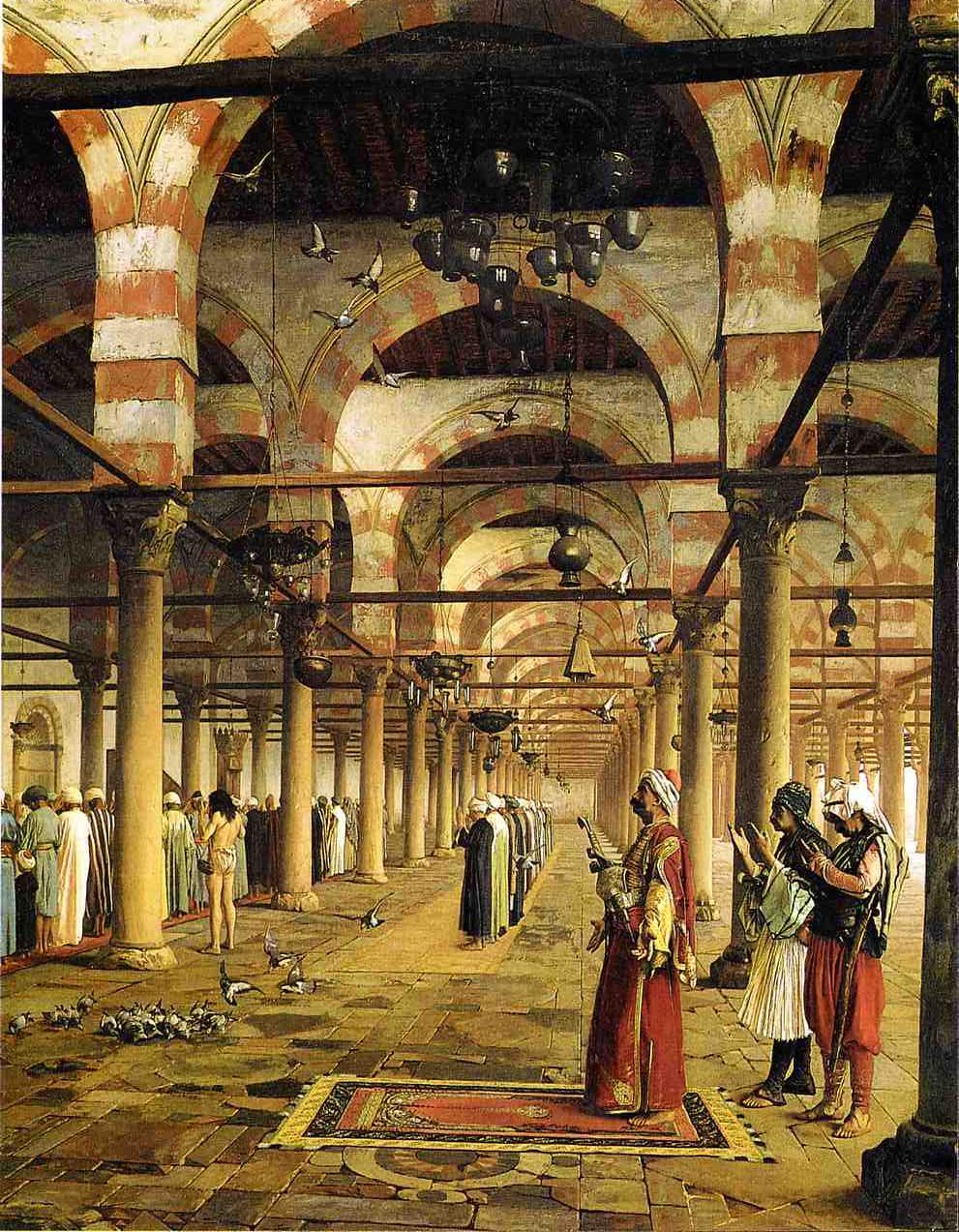 Paryer-in-the-Mosque-1871-Jean-Leon-Gerome-Reproductie-Schilderij-3 Prayer in the Mosque - Afbeelding 1