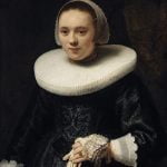Portrait of a Woman Holding Gloves