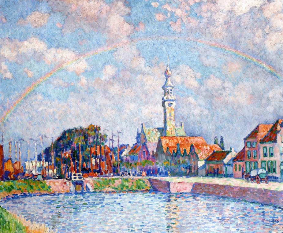 Rainbow-over-Veere-Theo-van-Rysselberghe-Reproductie-Schilderij Rainbow over Veere - Afbeelding 1