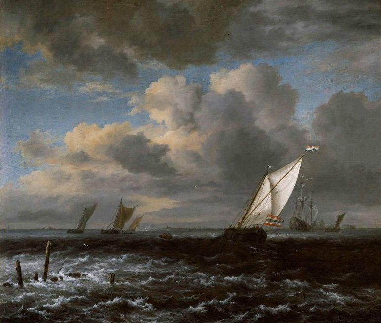 Rough-Sea-1670-Jacob-Isaacksz-van-Ruisdael-Reproductie-Schilderij-1 Rough Sea - Afbeelding 1