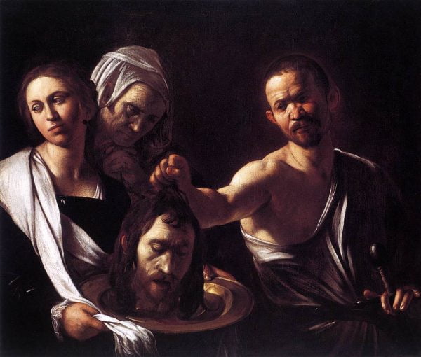 Salome-with-the-Head-of-St-John-the-Baptist-Michelangelo-Merisi-da-Caravaggio-Reproductie-Schilderij-3 Salome with the Head of St John the Baptist - Afbeelding 1