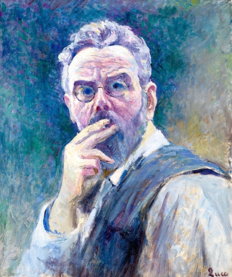 Self-Portrait-with-a-Cigarette-Maximilien-Luce-Reproductie-Schilderij Self Portrait with a Cigarette - Afbeelding 1