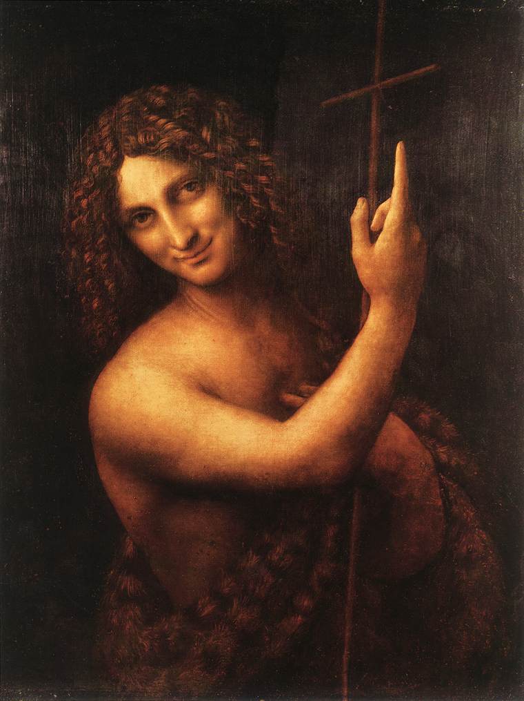 St-John-the-Baptist-Leonardo-Da-Vinci-Reproductie-Schilderij St John the Baptist - Afbeelding 1