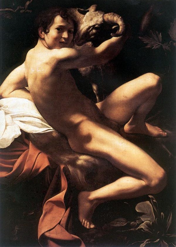 St-John-the-Baptist-Youth-with-Ram-Michelangelo-Merisi-da-Caravaggio-Reproductie-Schilderij-2 St John the Baptist Youth with Ram - Afbeelding 1