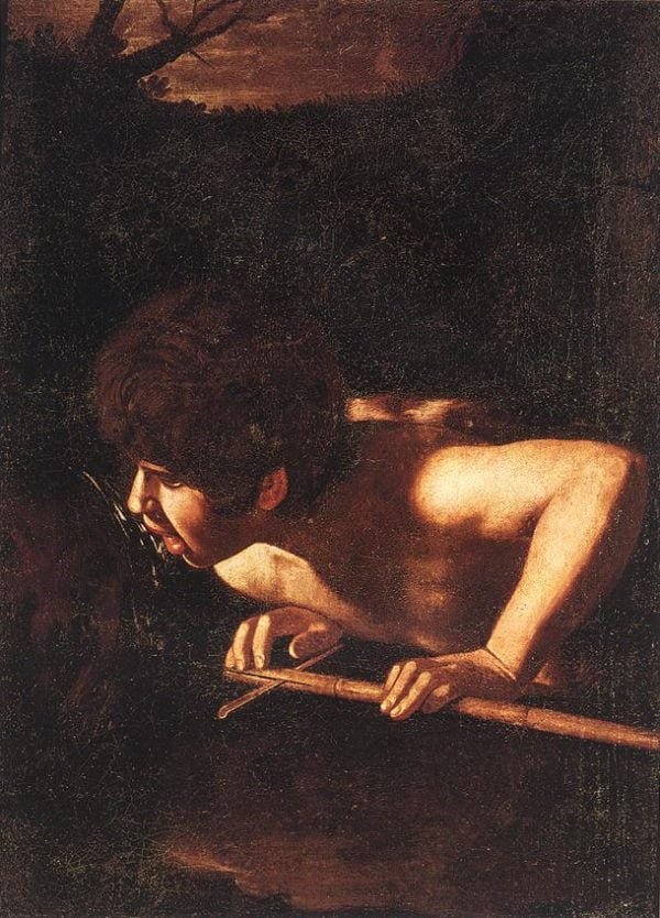 St-John-the-Baptist-at-the-Well-Michelangelo-Merisi-da-Caravaggio-Reproductie-Schilderij-3 St John the Baptist at the Well - Afbeelding 1