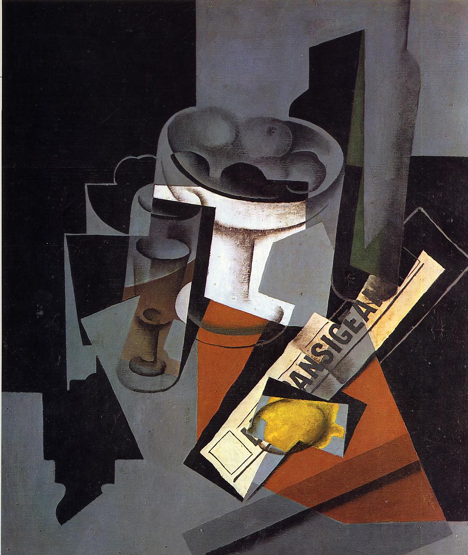 Still-Life-with-Newspaper-1916-Juan-Gris-Reproductie-Schilderij Still Life with Newspaper - Afbeelding 1