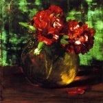 Study of Flowers Red against Green